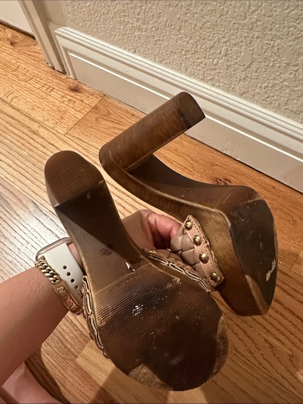 Steve Madden Braided Slide Heels in Nude Tan